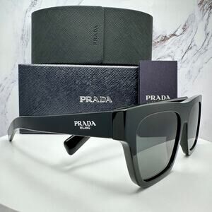 NEW PRADA Sunglasses Black Square Rectangle 54mm w/ Box & Case PRADA